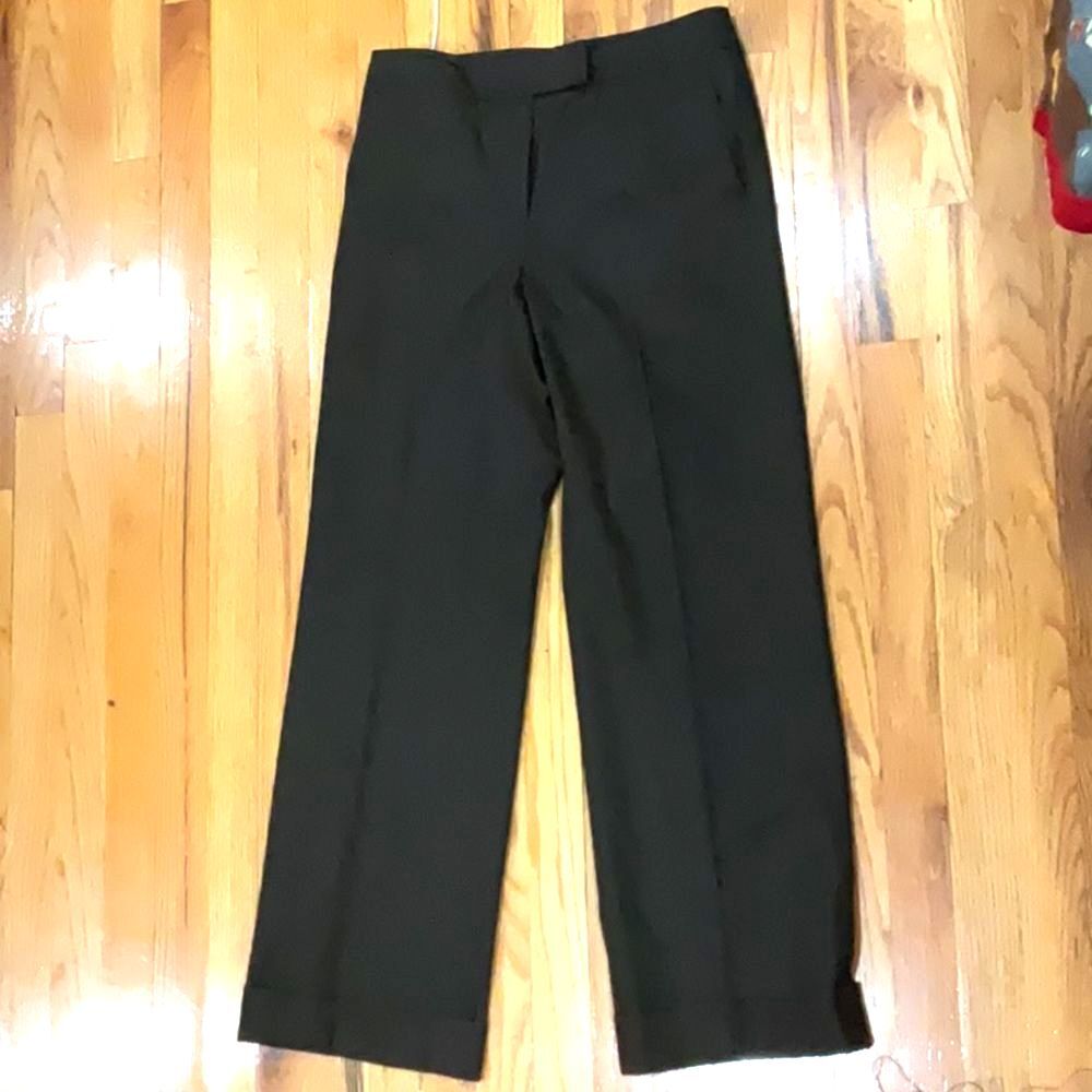 Talbots Brown Stretch Wool Flat Front Trousers Pants With Leg Pleat Size 6